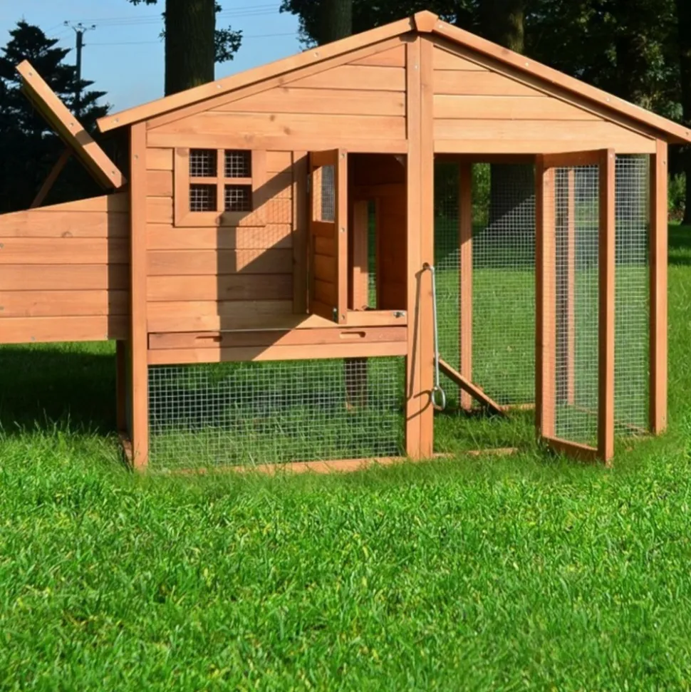 BB LOISIR - Poulailler de luxe en bois pour jardin exterieur 2-5 poules cage canard 2 perchoir nichoir 190 x 67 x 117 cm