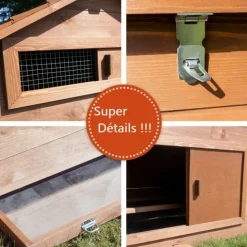 BB LOISIR - Poulailler en bois pour jardin extérieure cage canard équipé 2 nichoirs 185 x 84 x 112 cm modèle 154 ferme de terrain