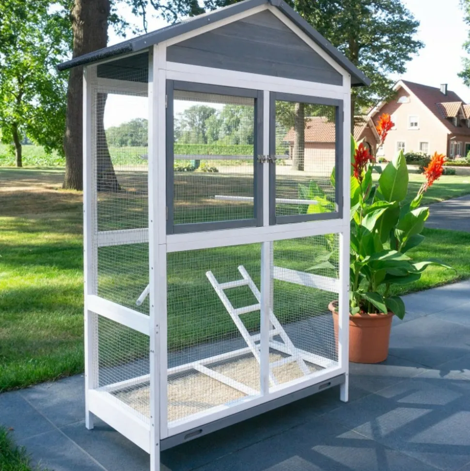 BB LOISIR - Volière cage à oiseaux en bois de haute qualité 122x58x177cm pour intérieur et extérieur –modèle « apollo xl 304 »