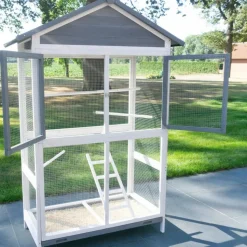 BB LOISIR - Volière cage à oiseaux en bois de haute qualité 122x58x177cm pour intérieur et extérieur –modèle « apollo xl 304 »