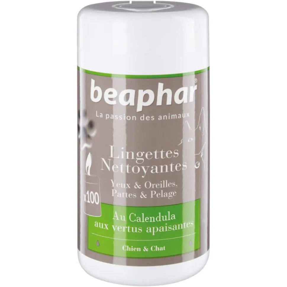 BEAPHAR - Lingettes nettoyantes yeux, oreilles,pelage pour chien,chat : par 100
