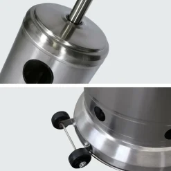 BENEFFITO - Kohala - parasol chauffant acier inoxydable gris - chauffage d'extérieur à gaz - surface de chauffe 30m2 - housse noire - allumage