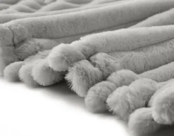 BEST MOBILIER - Arezzo - plaid - 200x140 cm - en fausse fourrure côtelé et velours