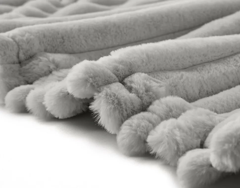 BEST MOBILIER - Arezzo - plaid - 200x140 cm - en fausse fourrure côtelé et velours