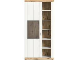BEST MOBILIER - Coventry - vitrine - blanc et effet bois - 100x204 cm