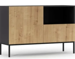 BEST MOBILIER - Felicia - buffet bas - effet bois et noir - 120 cm