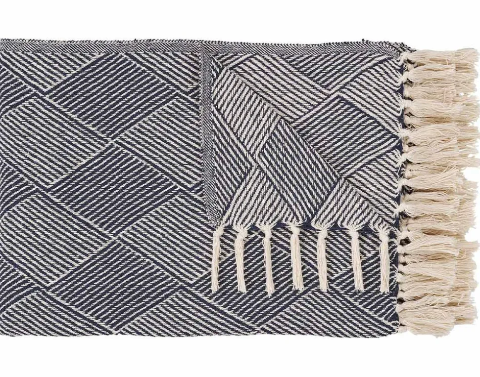 BEST MOBILIER - Mombosa - plaid - 130x180 cm - motif géométrique - en coton recyclé