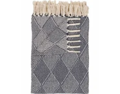 BEST MOBILIER - Mombosa - plaid - 130x180 cm - motif géométrique - en coton recyclé