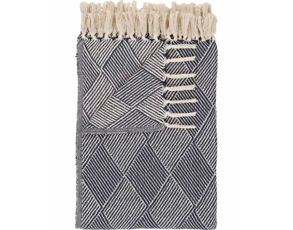 BEST MOBILIER - Mombosa - plaid - 130x180 cm - motif géométrique - en coton recyclé