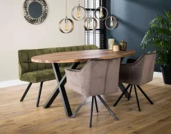 BEST MOBILIER - Neela - banc de table - en velours - 3 personnes