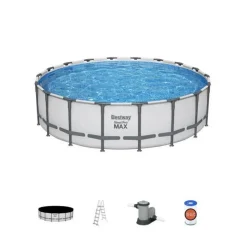 BESTWAY - Kit piscine hors sol tubulaire bestway - steel pro max - 549 x 132 cm - rectangulaire (inclus filtre a cartouche + échelle + b