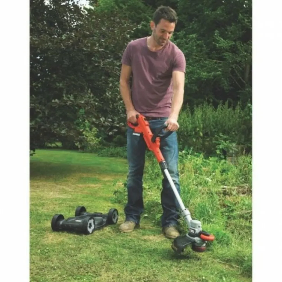 BLACK + DECKER - Tondeuse a gazon outil 3en1 sur batterie 18v 28cm de coupe black+decker stc1820cm - grande autonomie