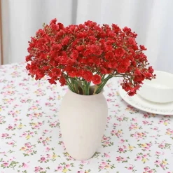 Bouquet de gypsophila artificielle - 12 tiges，fleurs rouges