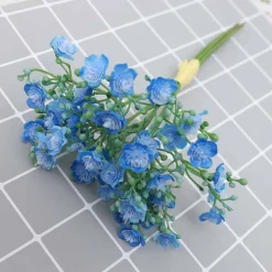 Bouquet de gypsophila artificielle - 12 tiges，fleurs bleues