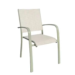 BRIGHTON - Fauteuil de jardin ARIES Tex en alu et toile vert amande - 56x62x90 cm