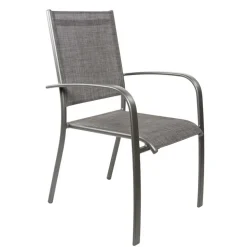 BRIGHTON - Fauteuil de jardin ARIES Bello aluminium et toile gris - 62x56x90 cm