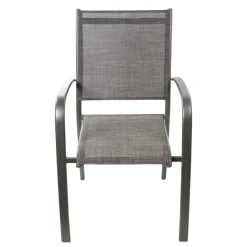 BRIGHTON - Fauteuil de jardin ARIES Bello aluminium et toile gris - 62x56x90 cm