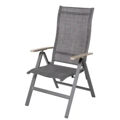 BRIGHTON - Fauteuil STELLA en alu et toile anthracite - 66x58x110 cm