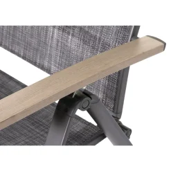 BRIGHTON - Fauteuil STELLA en alu et toile anthracite - 66x58x110 cm