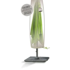 BRIGHTON - Housse pour parasol droit D.4 m polyester anthracite - H.200xD.25 cm