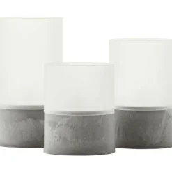 BRILLIANT - Lot 3 lampes a poser led bougie - 2500k - plastique et verre - gris et blanc mat