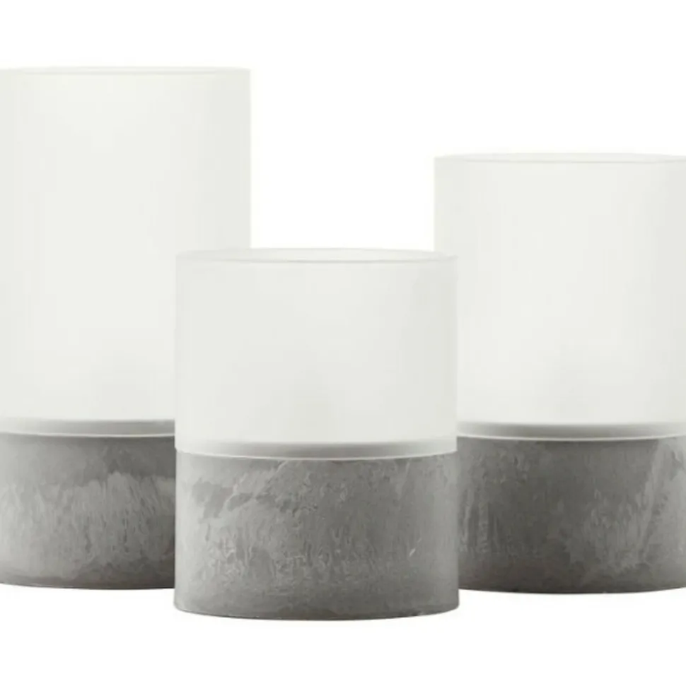 BRILLIANT - Lot 3 lampes a poser led bougie - 2500k - plastique et verre - gris et blanc mat