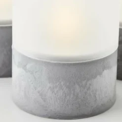 BRILLIANT - Lot 3 lampes a poser led bougie - 2500k - plastique et verre - gris et blanc mat