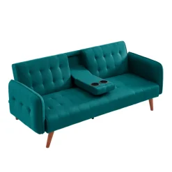 Canapé 3 places convertible avec tablette centrale rabattable vert inverness