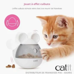 CAT IT - Distributeur de friandises pour chat - catit - pixi - design oreilles de souris - blanc