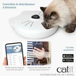 CAT IT - Distributeur de repas pour chat connecté - catit - pixi smart - 6 x 170ml - ecran tactile lcd - avec blocs réfrigérants