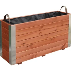 CERLAND - Bac à fleurs en bois lasuré 100 x 30 x 50 cm bambou