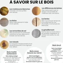 CERLAND - Table de pique-nique en bois avec bancs intégrés 6 personnes - 1,77 m