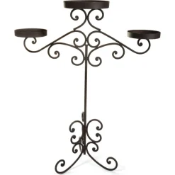 CHEMIN DE CAMPAGNE - ~ bougeoir sur pieds 3 bougies métal marron 62 x 87 cm