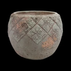 CHEMIN DE CAMPAGNE - ° cache-pot "collerette" en béton vert de gris ø.18 x 15 cm