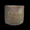 CHEMIN DE CAMPAGNE - Cache-pot "tressage" en béton marron ø.12.5 x 11 cm