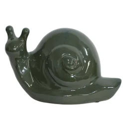 CHEMIN DE CAMPAGNE - Escargot en céramique émaillée verte 25 x 14.5 x 15 cm