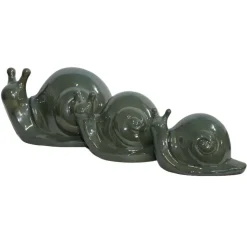 CHEMIN DE CAMPAGNE - Escargot en céramique émaillée verte 25 x 14.5 x 15 cm