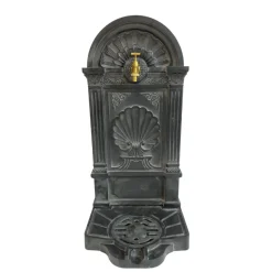 CHEMIN DE CAMPAGNE - Fontaine de jardin extérieur en fonte aluminium noire 42 x 32 x 84 cm