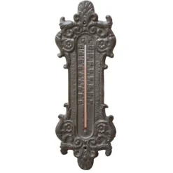 CHEMIN DE CAMPAGNE - Grand thermomètre extérieur décoratif vintage jardin fonte marron 37cm
