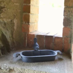 CHEMIN DE CAMPAGNE - Mangeoire à oiseaux abreuvoir jardin fonte grise 26cm
