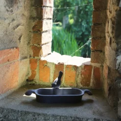 CHEMIN DE CAMPAGNE - Mangeoire à oiseaux abreuvoir jardin fonte grise 26cm