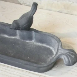 CHEMIN DE CAMPAGNE - Mangeoire à oiseaux abreuvoir jardin fonte grise 26cm