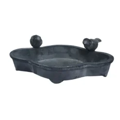 CHEMIN DE CAMPAGNE - Mangeoire à oiseaux abreuvoir jardin en fonte grise 19.5cm