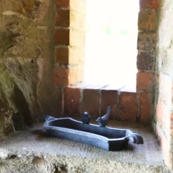 CHEMIN DE CAMPAGNE - Mangeoire à oiseaux abreuvoir jardin fonte grise 30cm