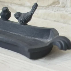 CHEMIN DE CAMPAGNE - Mangeoire à oiseaux abreuvoir jardin fonte grise 30cm