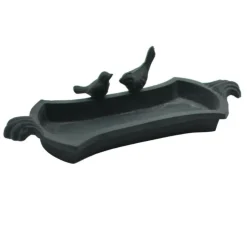 CHEMIN DE CAMPAGNE - Mangeoire à oiseaux abreuvoir jardin fonte grise 30cm