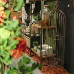 CHEMIN DE CAMPAGNE - Set3 grandes cages à oiseaux décoratives sur pieds fer marron 165cm