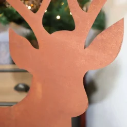 CHEMIN DE CAMPAGNE - Statue statuette cerf extérieur jardin métal rouillé marron 130cm