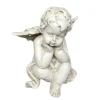 CHEMIN DE CAMPAGNE - Statue statuette sculpture jardin ange chérubin résine blanche 8cm