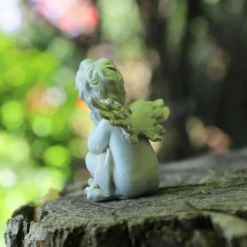 CHEMIN DE CAMPAGNE - Statue statuette sculpture jardin ange chérubin résine blanche 8cm